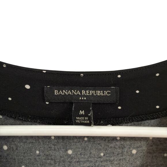 Banana Republic Black Polka Dot Wrap Dress Size M – Long Sleeve Tie Waist Midi - Picture 3 of 5